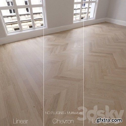 Parquet natural oak Sapphire 3 types Linear chevron herringbone