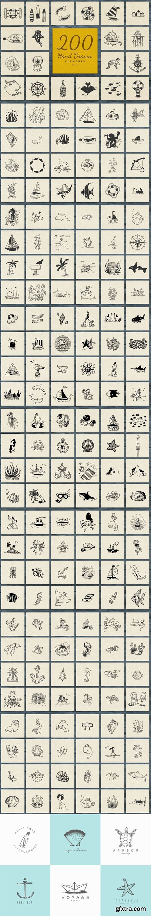 200+ Hand Drawn Elements