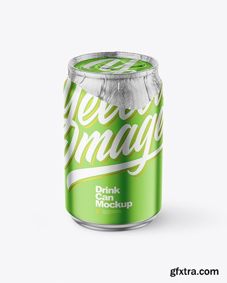 250ml Matte Metallic Drink Can w/ Foil Lid Mockup 85240