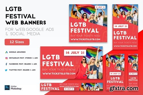 LGTB Gay Festival Web banners, Google Ads & Post