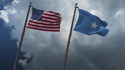 Videohive - Waving Flags Of The United States And The Somalia 4K - 32939145 - 32939145