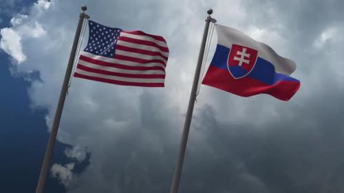 Videohive - Waving Flags Of The United States And The Slovakia 2K - 32939155 - 32939155