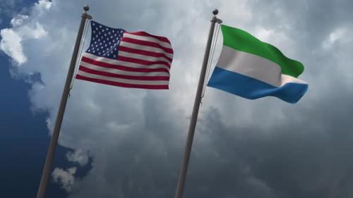 Videohive - Waving Flags Of The United States And The Sierra Leone 4K - 32939159 - 32939159