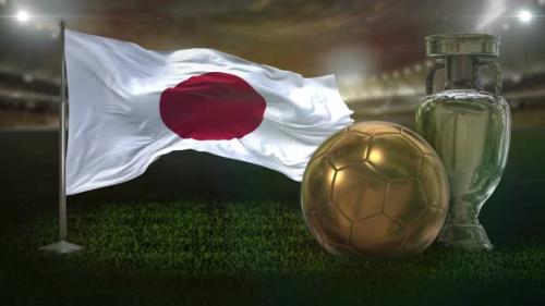 Videohive - Japan Flag With Football And Cup Background Loop - 32940215 - 32940215