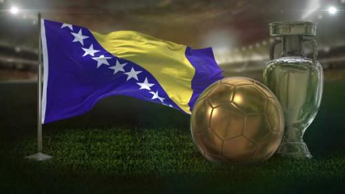 Videohive - Bosnia And Herzegovina Flag With Football And Cup Background Loop - 32940216 - 32940216