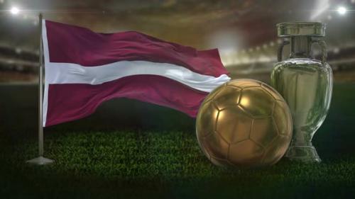 Videohive - Latvia Flag With Football And Cup Background Loop - 32940225 - 32940225