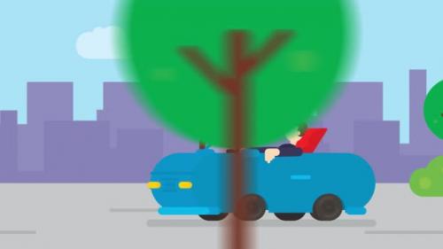 Videohive - Flat Cartoon animation a man driving a car on road. - 32945788 - 32945788