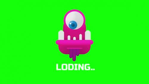 Videohive - Loading Monster Face Icon Animation with rotating Eye. - 32952837 - 32952837