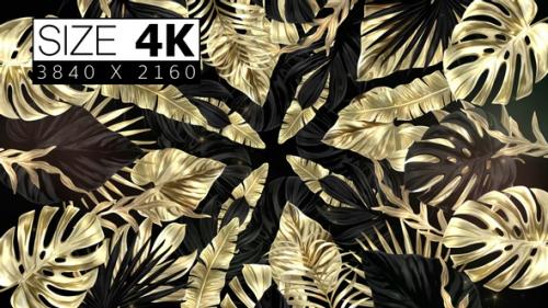 Videohive - Black And Golden Tropical Leaves Background 03 - 32959477 - 32959477