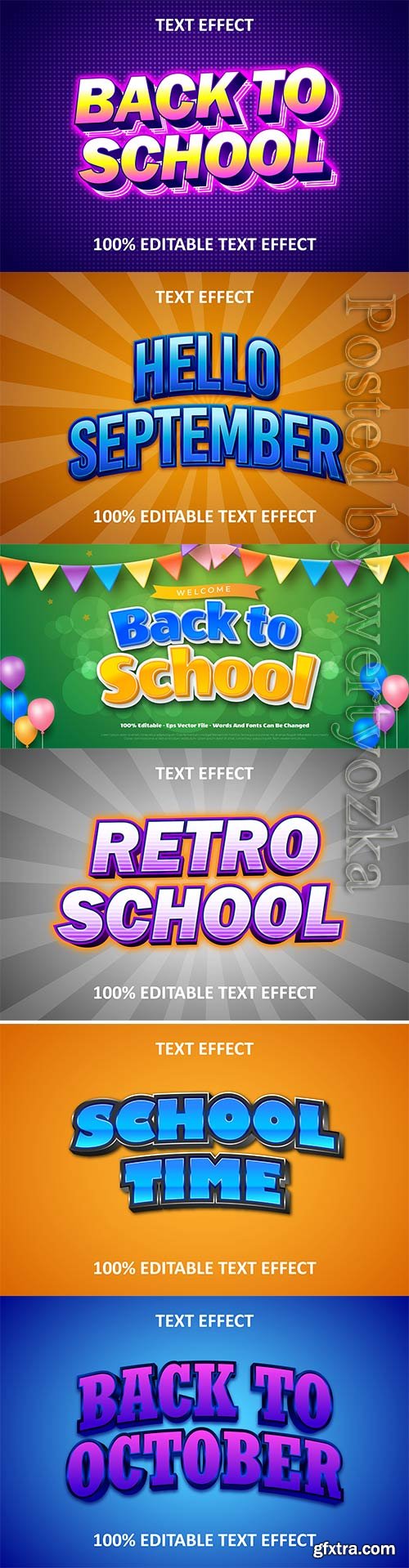 Back to school 3d editable text style effect vector