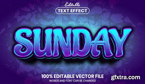 Sunday text, font style editable text effect