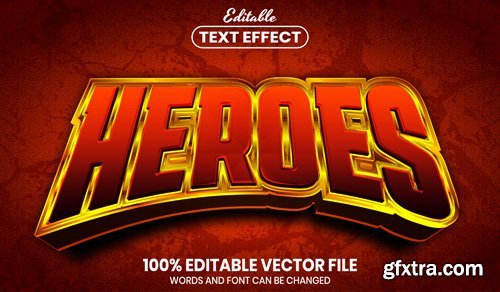 Heroes text, font style editable text effect