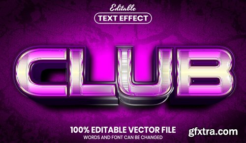 Club text, font style editable text effect