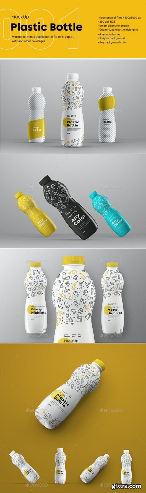 GraphicRiver - 4 Mock-Ups of a Plastic Curved Bottle Series 23675944