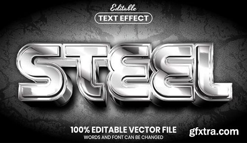 Steel text, font style editable text effect