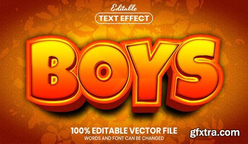 Boys text, font style editable text effect