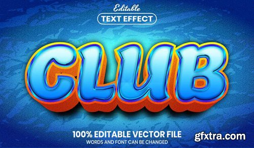 Club text, font style editable text effect