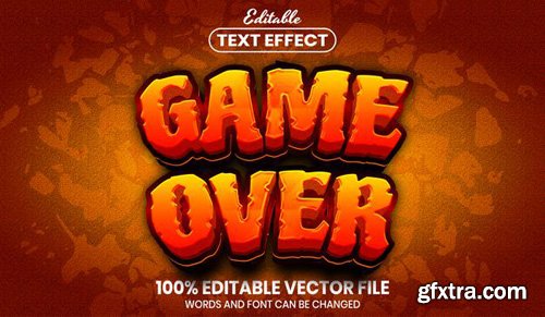 Game over text, font style editable text effect