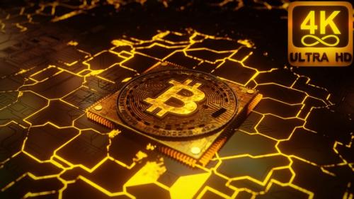 Videohive - Bitcoin Mining Data Processor Blockchain Transfer Energy Motherboard Technology 4K Seamless Loop - 32985822 - 32985822