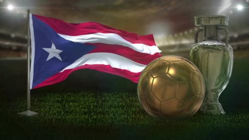 Videohive - Puerto Rico Flag With Football And Cup Background Loop - 32986349 - 32986349