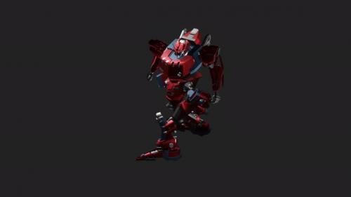 Videohive - Red mecha in action idle - 33010227 - 33010227