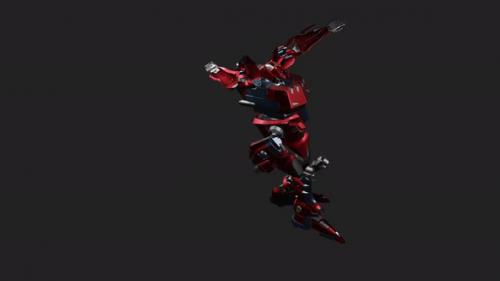 Videohive - Red mecha in action with Wide Arm Spell Casting style - 33010228 - 33010228