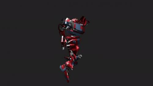 Videohive - Red mecha in action with Standing Melee Attack 360 High style - 33010235 - 33010235