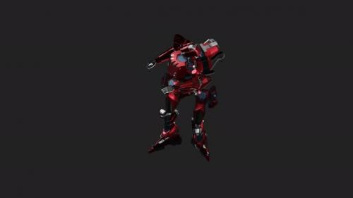 Videohive - Red mecha in action with Look Over Shoulder style - 33010239 - 33010239