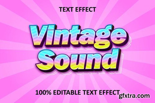 Retro sound text editable text effect rainbow pink