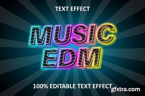 Neon editable text effect rainbow stroke