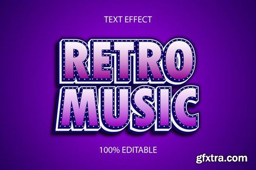 Editable text effect retro music color blue