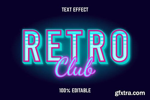 Editable text effect retro club