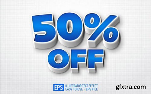 50 percent off 3d text editable style effect template