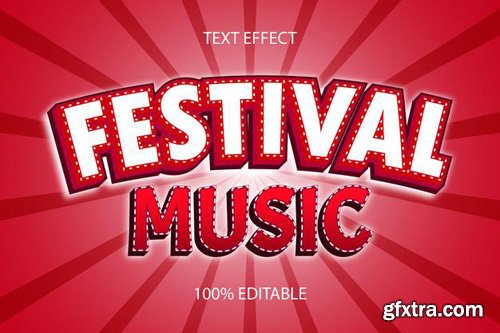 Editable text effect festival music color red