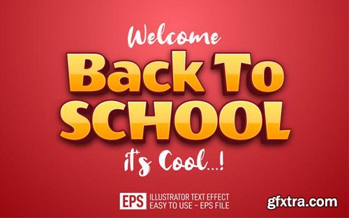 Back to school 3d text editable style effect template