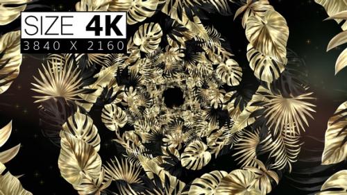 Videohive - Black And Golden Tropical Leaves Background 04 - 33012666 - 33012666