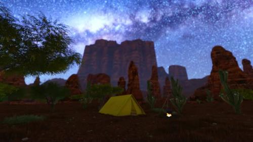 Videohive - Milky Way Over An Illuminated Tent In A Summertime Camping - 33016962 - 33016962