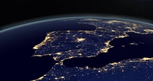 Videohive - Spain and Portugal in the Earth Planet at Night - 33029316 - 33029316