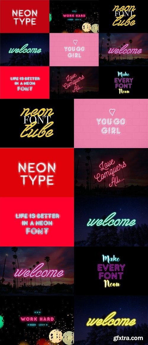 CM - 9 Neon Fonts - Mega Bundle 1826048