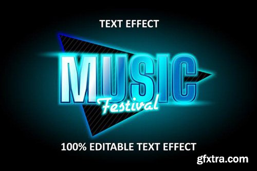 Editable text effect blue cyan light