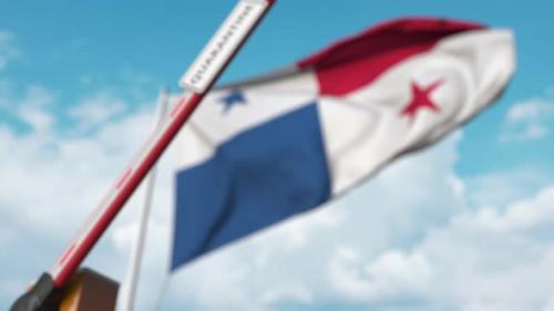 Videohive - Barrier Gate with QUARANTINE Sign Being Closed at Flag of Panama - 33040453 - 33040453