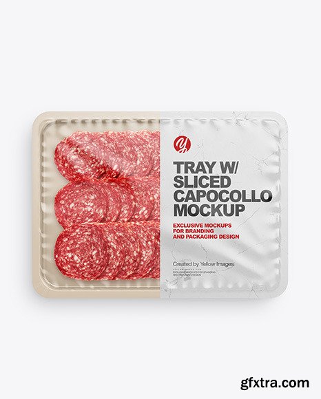 Plastic Tray With Matte Film & Salami Mockup 86290