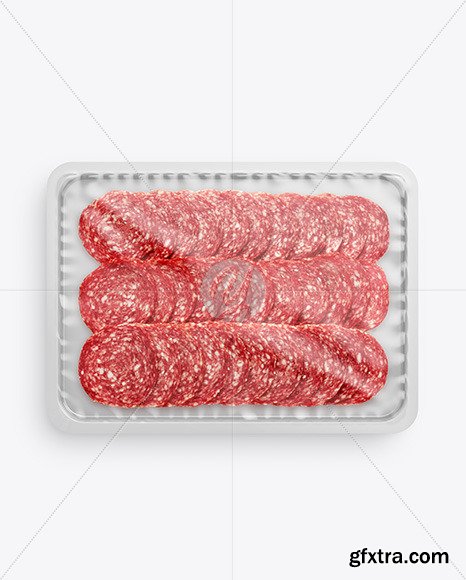 Plastic Tray With Matte Film & Salami Mockup 86290