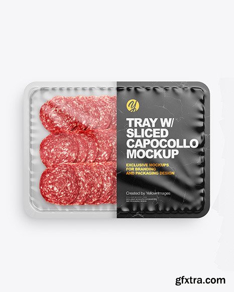 Plastic Tray With Matte Film & Salami Mockup 86290