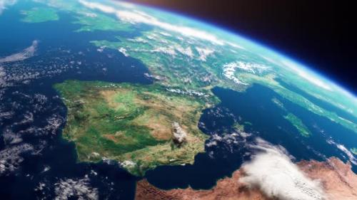 Videohive - Cinematic Space View of Europe Realistic Planet Earth Rotation in Cosmos - 33044423 - 33044423