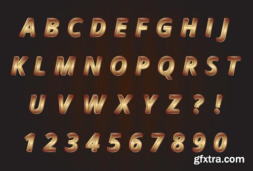 Sweet gold alphabets numbers set