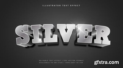 Silver shiny 3d theme text font effect