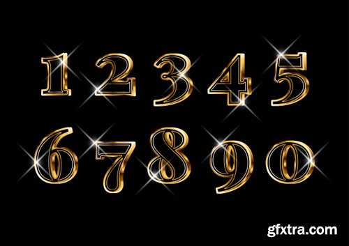 Luxury elegant 3d gold numbers set