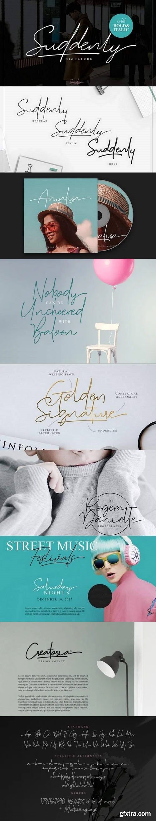 Suddenly Signature Font Family [3-Weights]