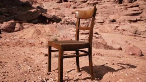 Videohive - Old Wooden Chair on Rocks of Grand Canyon - 32989863 - 32989863